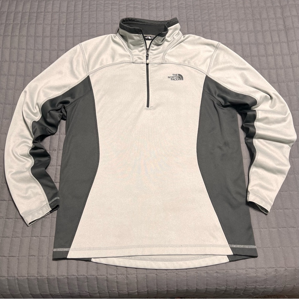 The North Face 1/4 Zip Long Sleeve Sweater Mens Gray Fleece Pullover Medium